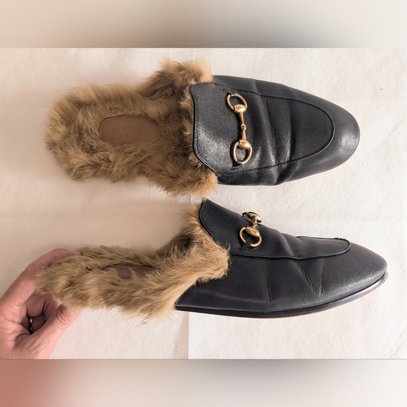 Gucci Other - GUCCI Princetown Fur Lined Horse Bit Mules